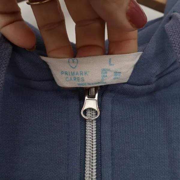 Primark Hoodie Womens L Cares Full Zip Blue Fleece Long Sleeve Excellent - Image 2