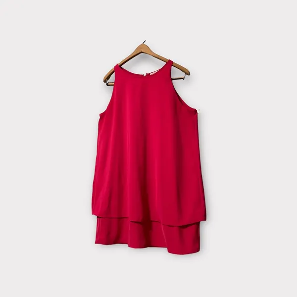 Lila Rose Dress Size12 Lipstick Pink A-line‎ Layered Split Back Feminine - Image 2