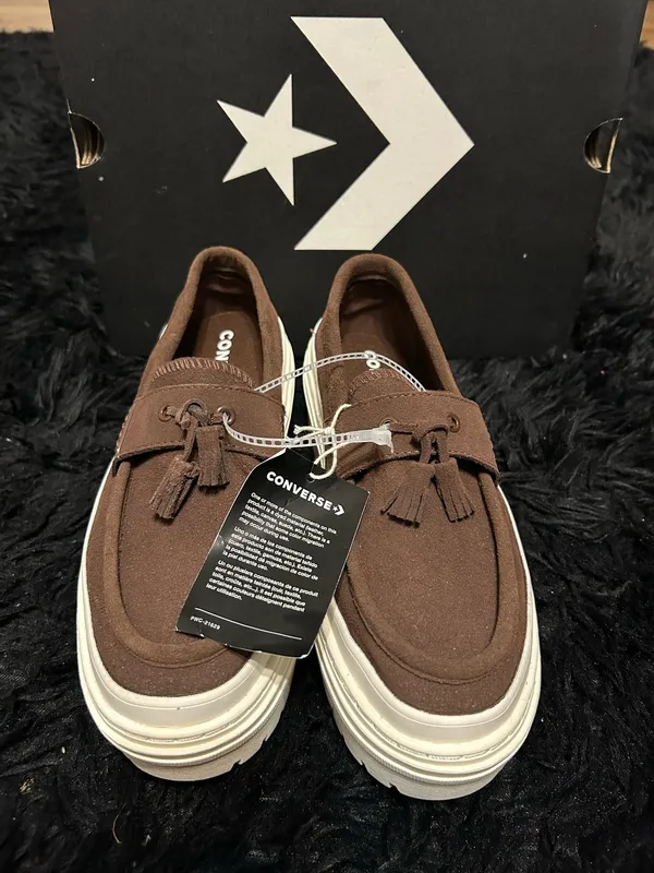 CONVERSE Chuck Taylor brown suede platform loafer slip on shoes women’s 8.5 new - Image 2