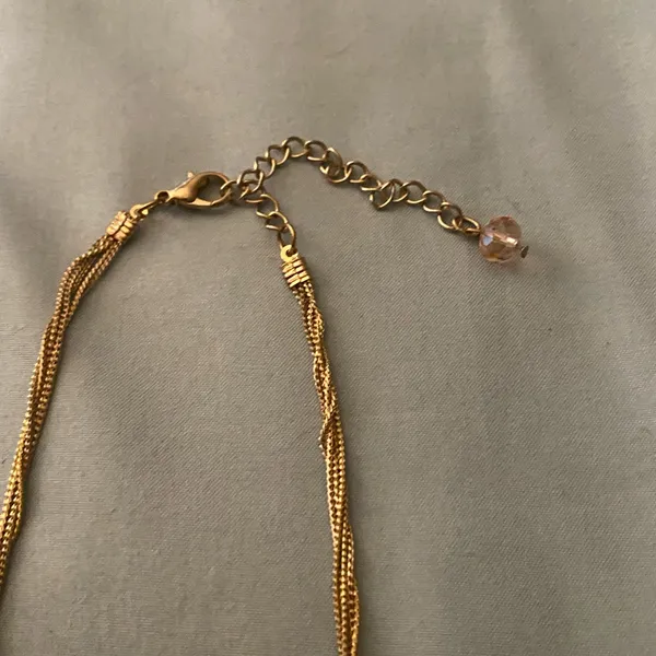 Vintage 16” To 18” Necklace Multi Strand Pink & Clear Floral Square Beads Gold - Image 6
