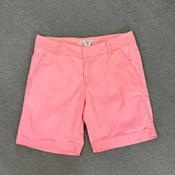H&M Twill Cuffed Chino‎ Bermuda Shorts Neon Coral Size 6 Stretch - Image 6