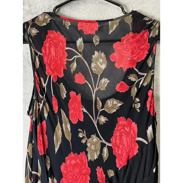 Vintage Y2K Dark Romantic Floral Polka Dot Cowl Neck Dress Fairy Grunge Large - Image 4
