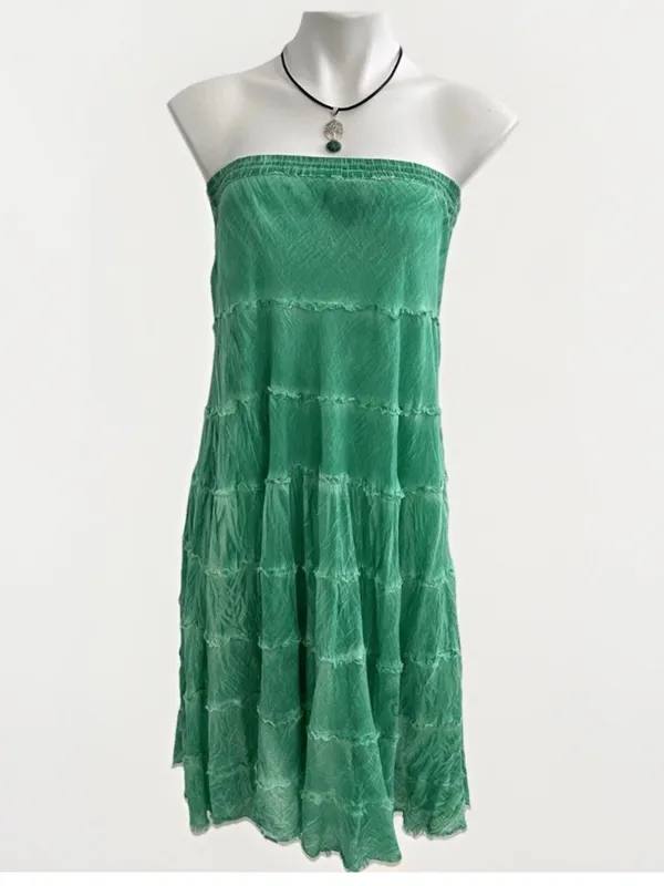 NEW METROWEAR Crinkle Madi tiered Skirt Green SMALL beach Boho Hippie Peasant - Image 2