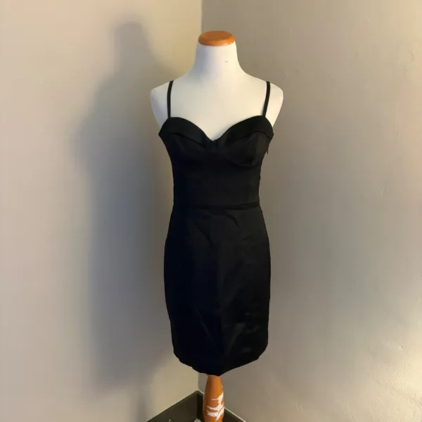 Aritzia NWT Ten Heartbeat Mini Dress Black Noir‎ Satin Bustier Size 10 - Image 2