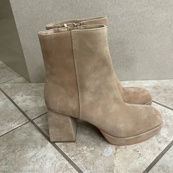 Dolce Vita Ulyses Mushroom Beige Suede Platform‎ Ankle Boot Sz 9.5 Wore Once 1x - Image 12