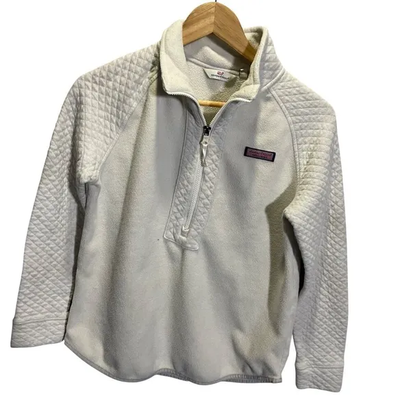 Vineyard Vines Womens‎ XS White Quilted Half-Zip Pullover Fleece - Image 3