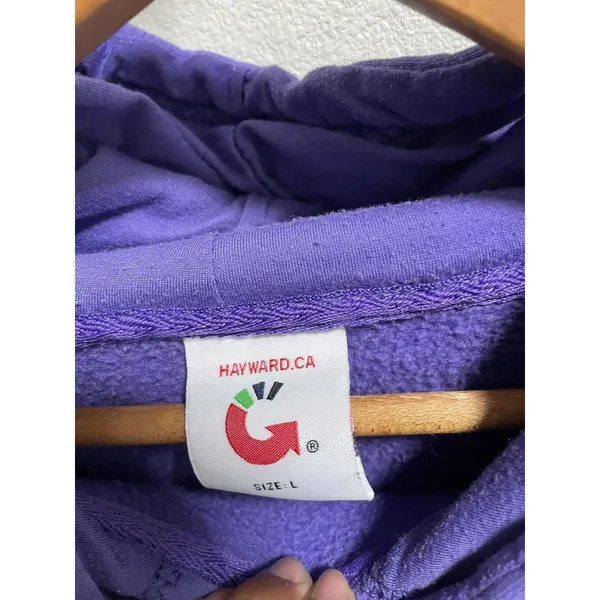 Y2K Palm Springs Purple Hoodie Letter Embroidery Sz L - Image 2