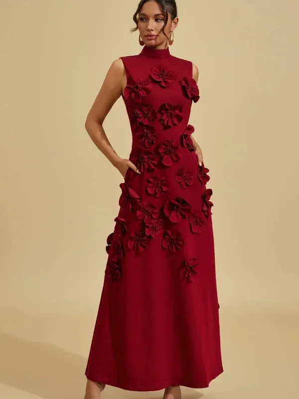 Classy Red Wine Dress. Sleeveless. Sophisticated. Size Medium - Image 5