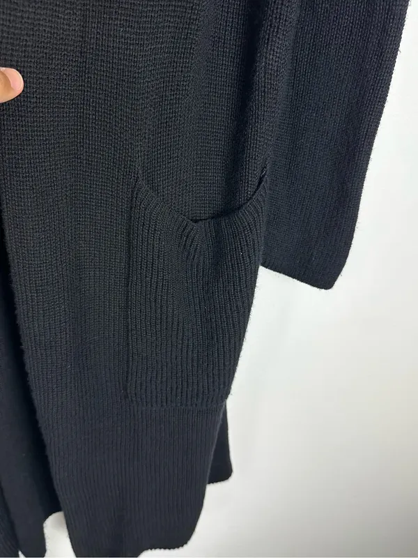 Quince Australian Merino Wool Duster Cardigan Black Sz S - Image 9