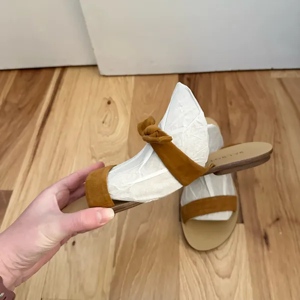 Talbots Tan Leather Knotted Slide Sandals - Image 3