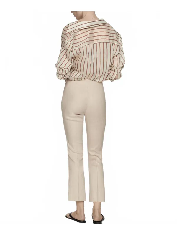 Mango Cotton Linen Flared Pants Beige Size 8/Large - Image 2