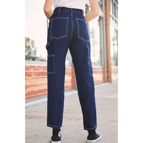 John Galt Ariana High Waist Loose Carpenter Jeans Small Blue Denim Utility Baggy - Image 2