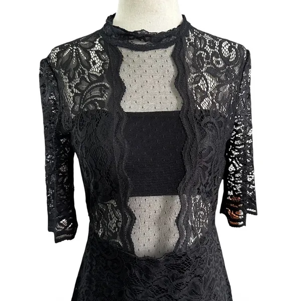 Lulus Lace Dress Women's Size Small Black Cocktail Party Date Night | 65-15 - Image 3