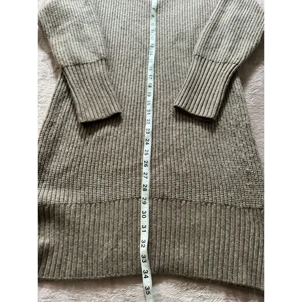 Cupcakes & Cashmere Notch Collar Sweater Dress Tan Zip‎ Shawl Size Large - Image 10