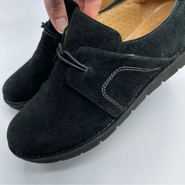 Clarks Artisan Black Suede Leather Slip On Comfort Shoes Womens 8 No Tie Loafer - Image 6