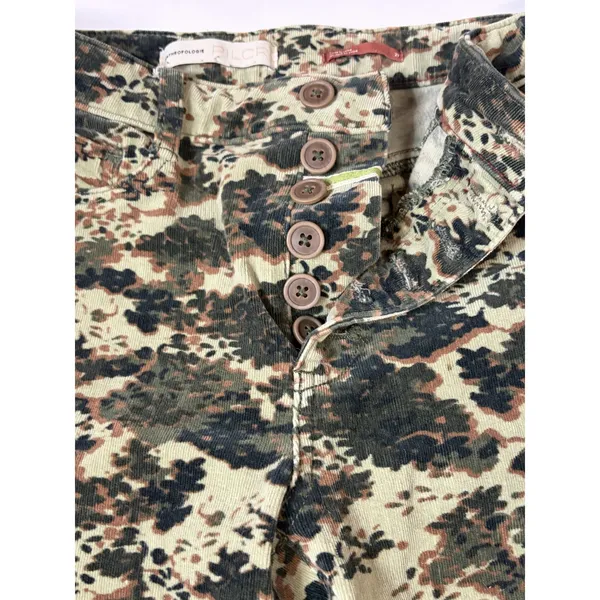 Anthropologie Pilcro High Rise Skinny Corduroy Pants Floral Camo Green Brown 29 - Image 9