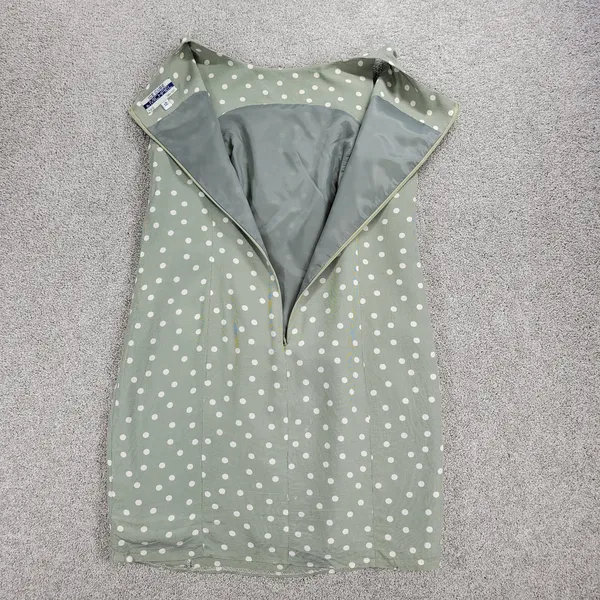 Vintage 90's Ice Cube by Michael Dress Womens 12 Green Polka Dot Rayon Mod Retro - Image 5