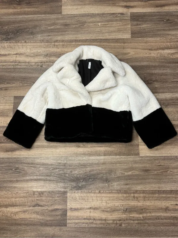 Elan Black White Colorblock Teddy Jacket Women’s Large - Image 2