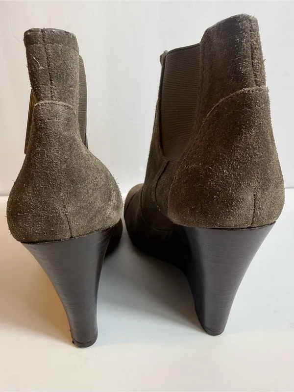 Tory Burch Adrienne Suede Wedge Ankle Booties‎ Taupe Brown Size 7M - Image 5