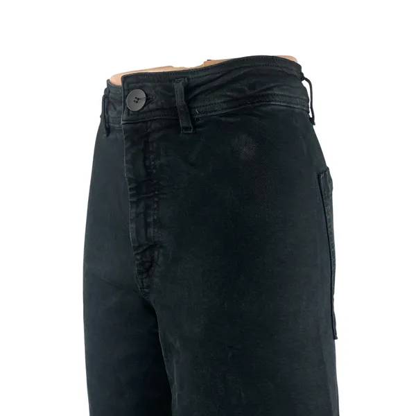 Zara Women's Black High Rise Raw Hem Wide Leg Baggy Palazzo Denim Jeans Size 6 - Image 2