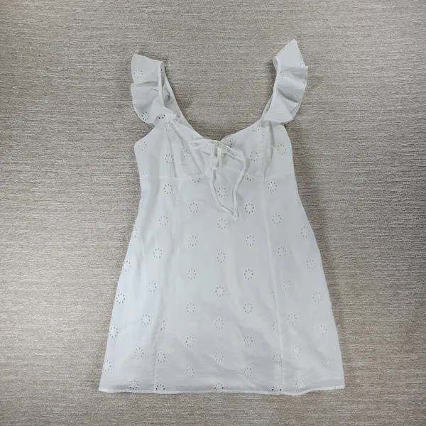 Princess Polly Besiana Broderie Anglaise Mini Sundress Sz 10 White Eyelet Ruffle - Image 10