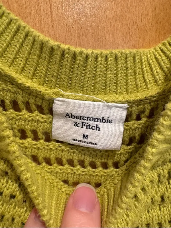 Abercrombie & Fitch Open-Knit Tank Top in Lime‎ Green size medium - Image 2