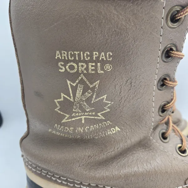Sorel Arctic Pac Vintage Duck Boots Women’s 9 Brown Leather Wool Lined Canada - Image 10