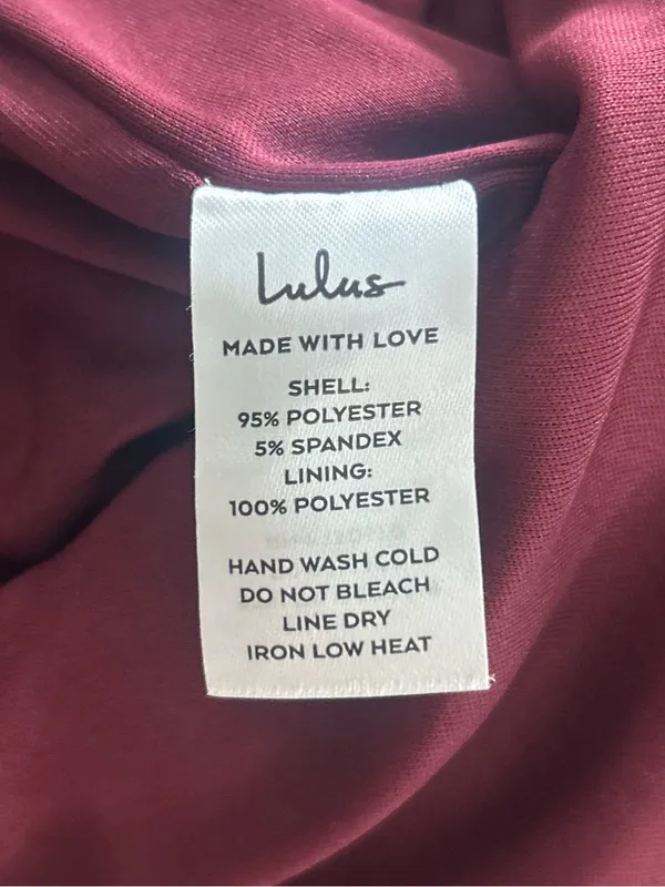 Lulus Burgundy Off Shoulder Knit Maxi Dress S Lined Stretch Zip Polyester - Image 2