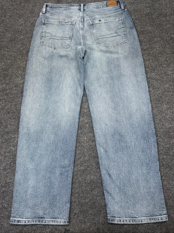 American Eagle Outfitters Ex-Boyfriend Light Wash Straight Jeans - Blue - Image 2