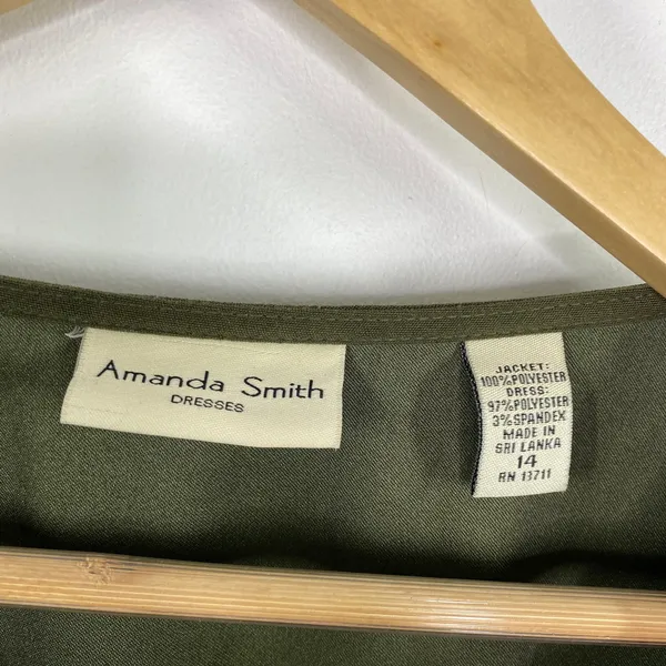 Amanda Smith Womens Y2K Green‎ Faux Suede Sleeveless Maxi Dress Size 14 Earthy - Image 5