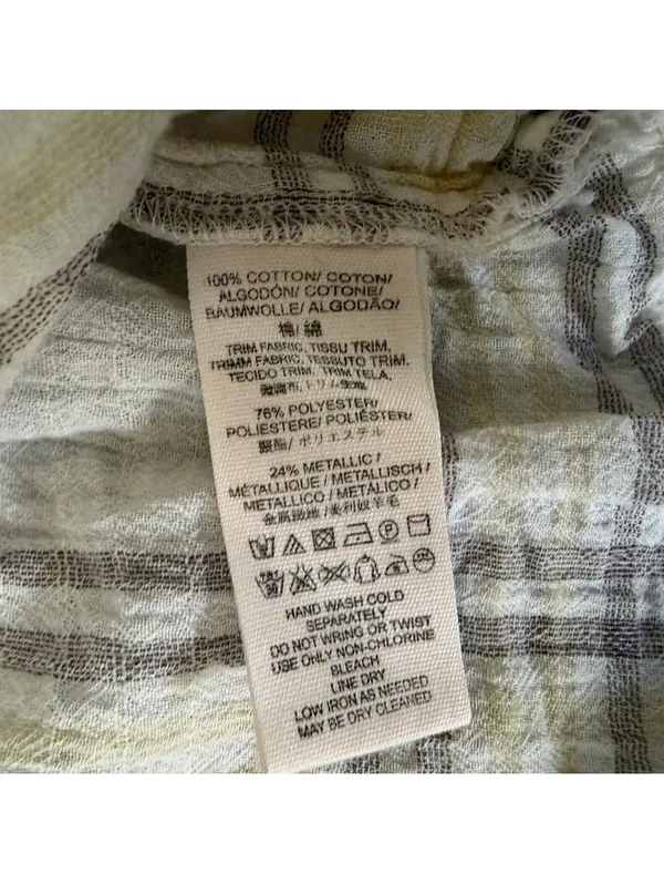 Free People Cutie Plaid Button Down Cream and yellow size small - Image 8