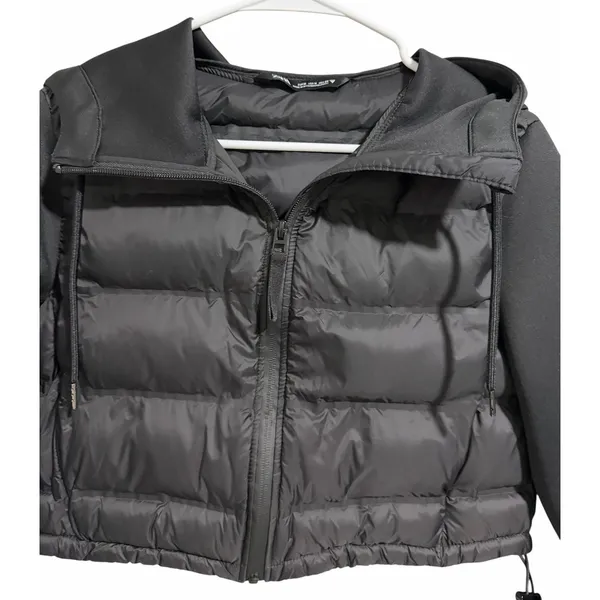 ZARA‎ Cropped Puffer Hooded Lightweight Jacket Black Women's Size Medium - Image 3