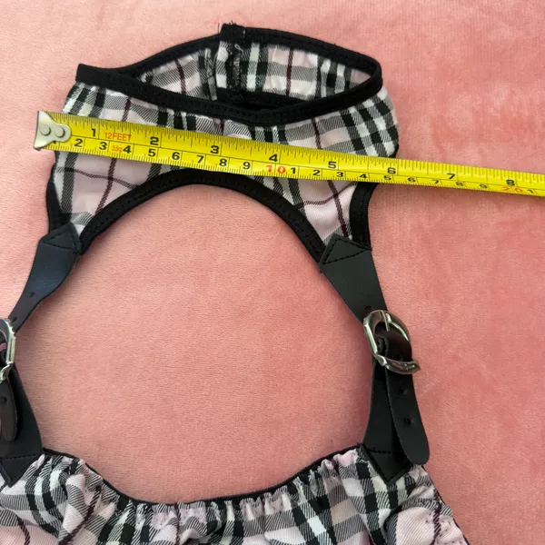 Plaid Y2K Harness Lingerie Set – Coquette Soft Grunge 3PC (Bralette + Open-Side Mini Skirt + Thong) Small - Image 8