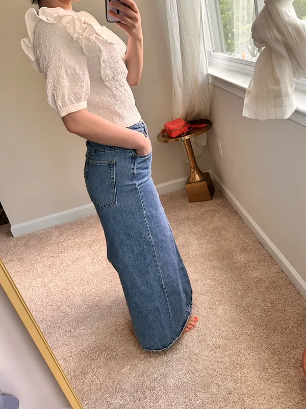 Mango long denim high waist skirt. S - Image 16