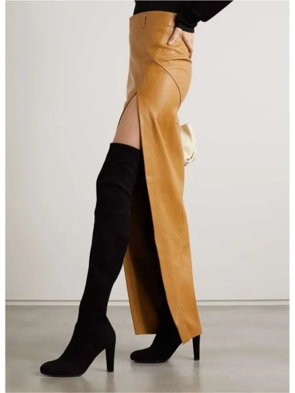 Stuart Weitzman ICONIC Highland stretch-suede over-the-knee black boots shoe 5M - Image 2