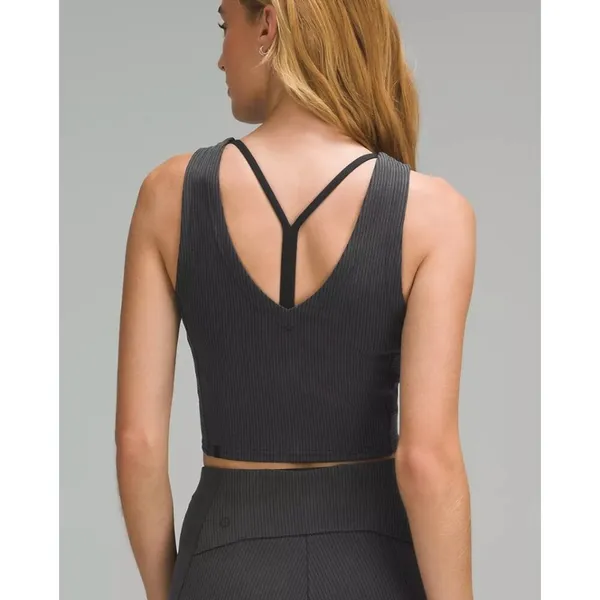 New Lululemon Size 4 Ribbed Softstreme Cropped Tank BLK Black - Image 3