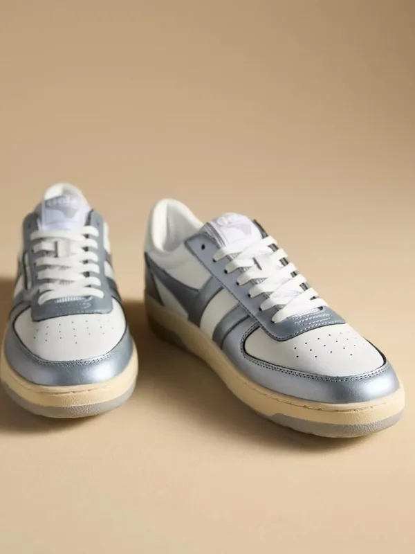 NWOT Gola Hawk II Metallic Sneakers in White/Silver - Image 2