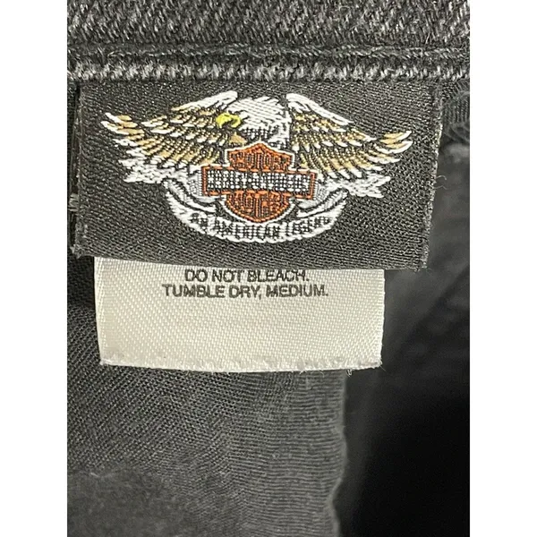 Harley-Davidson Straight Leg Jeans Womens 6P Black Denim Bar & Shield Logo - Image 6