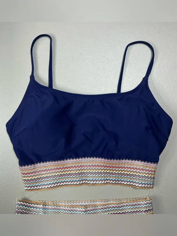 Women’s Navy Blue 2-Piece Bikini Set High-Waisted Swimwear Size M - Image 4