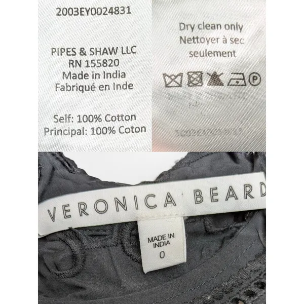 Veronica Beard Calisata Black Coquette Eyelet Ruffle Cotton Blouse Top Sz 0 NWOT - Image 8