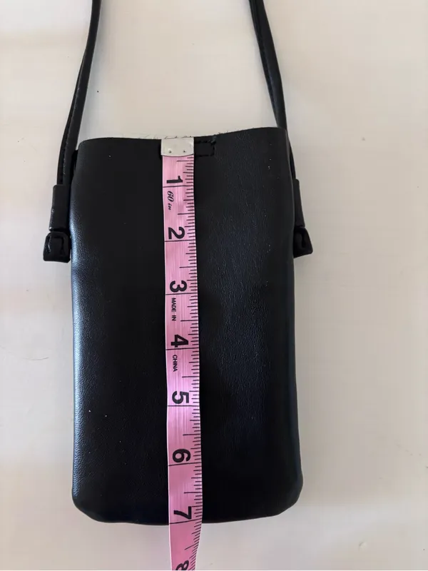 minimalist black leather mini crossbody purse 90s y2k sleek shoulder bag - Image 5