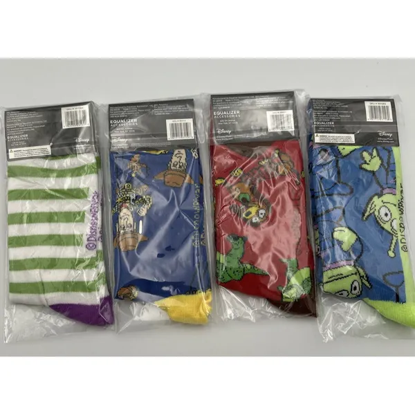 New Toy Story Crew Socks Woody Buzz Aliens Rex Slinky Dog Novelty Fun Lot of 4 - Image 3