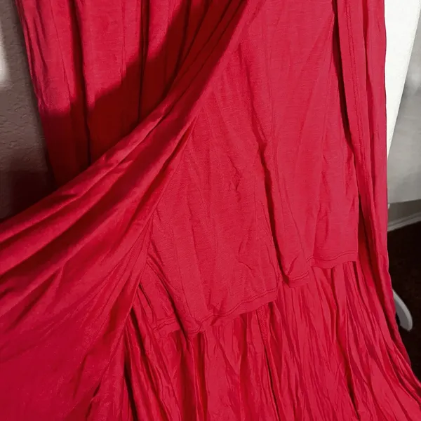 Material Girl Red Maxi dress Layered Mini Skirt‎ Sleeveless size S illusion - Image 6