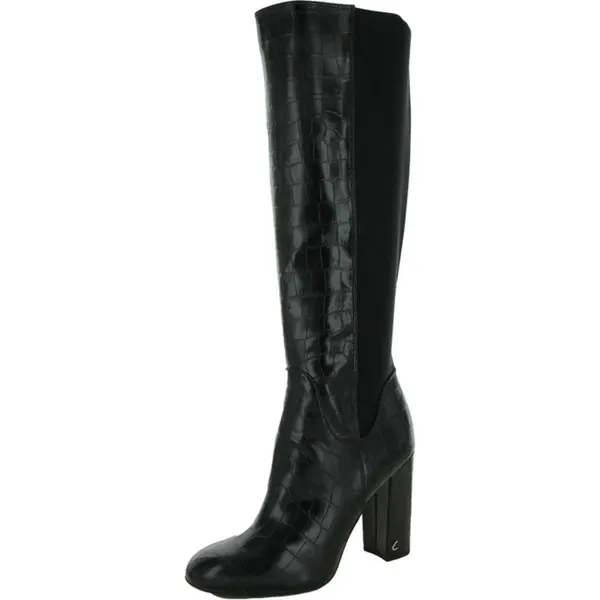 Circus by Sam Edelman Clarimont Zipper Knee Height Black Croc PT Boots - Image 3