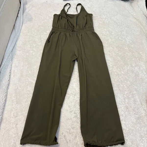 Abercrombie & Fitch Womens Green Jumpsuit MP Traveling Preppy Workout Casual - Image 2