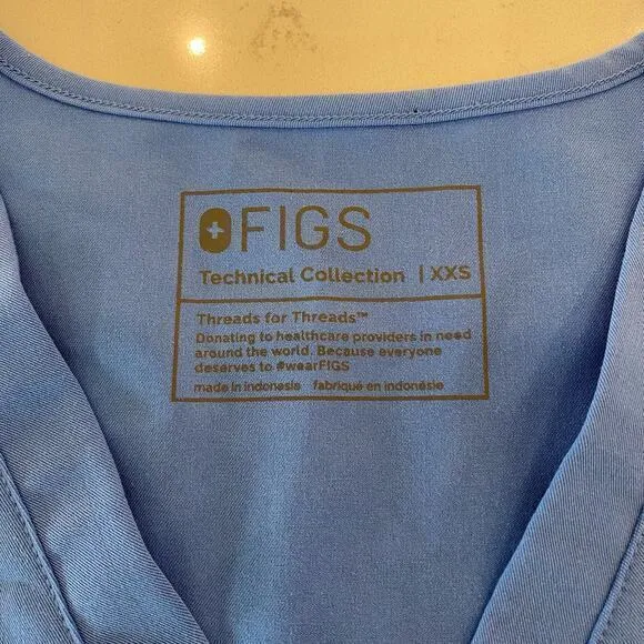 Figs Casma Three-Pocket Scrub Top‎ Blue Size XXS - Image 4