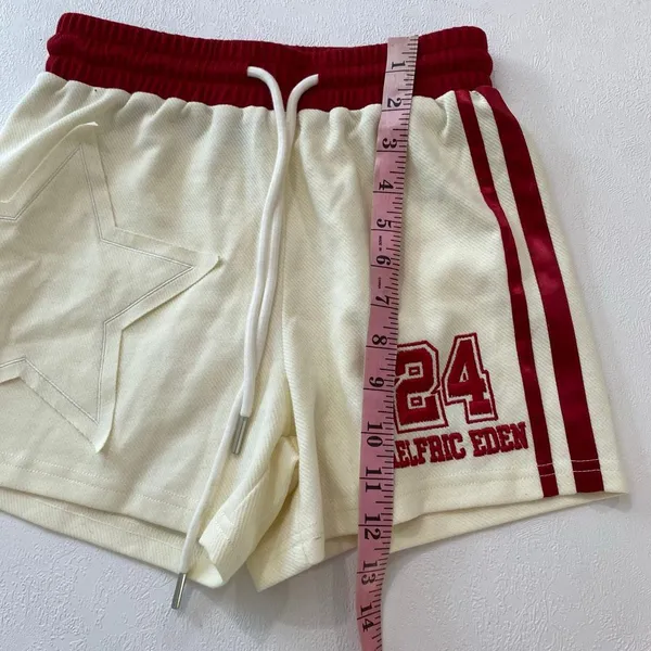 Aelfric Eden Athletic Mesh Shorts XS Cream Red Varsity Y2K NWT - Image 7