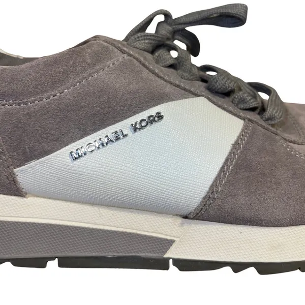 Michael Michael Kors Allie Trainer Sneakers Gray Suede Silver Metallic Size 9 - Image 3