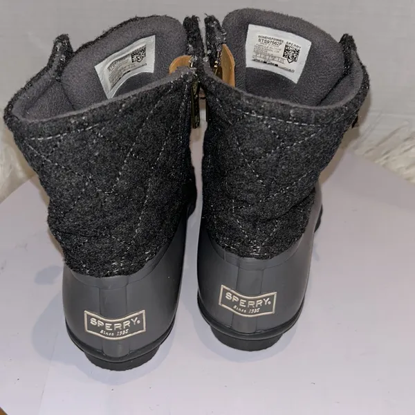 Sperry Saltwater Rain Duck Boots Womens Size 6. Gray Rubber Quilted Wool - Image 4