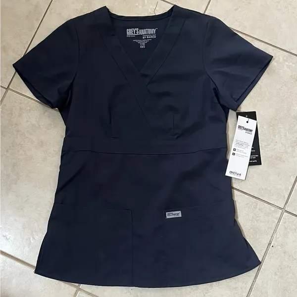 Grey's Anatomy by Barco Riley Women's 3-Pocket Modern Fit Mock Wrap Scrub Top - Image 2
